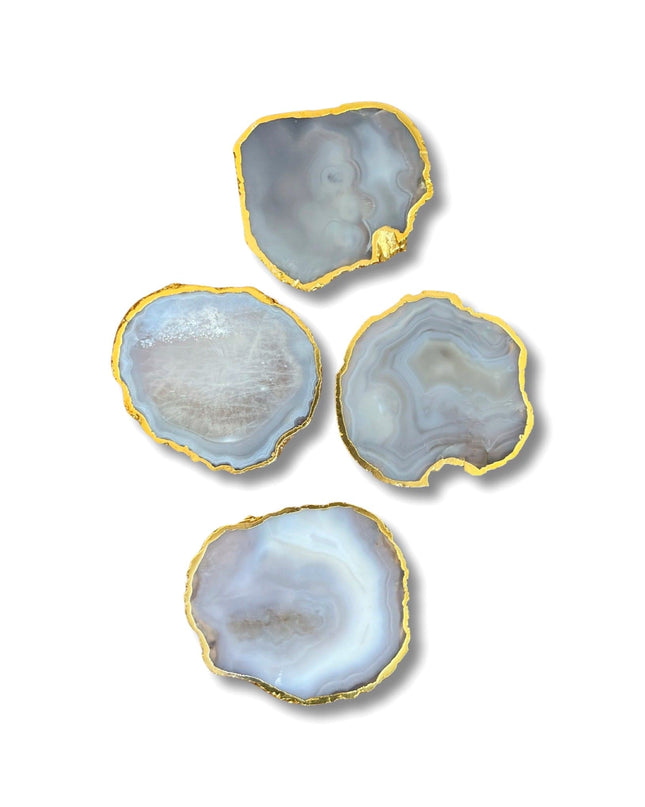 Casa Duniya Agate Coasters Gray Kesseki Coasters (set of 4)