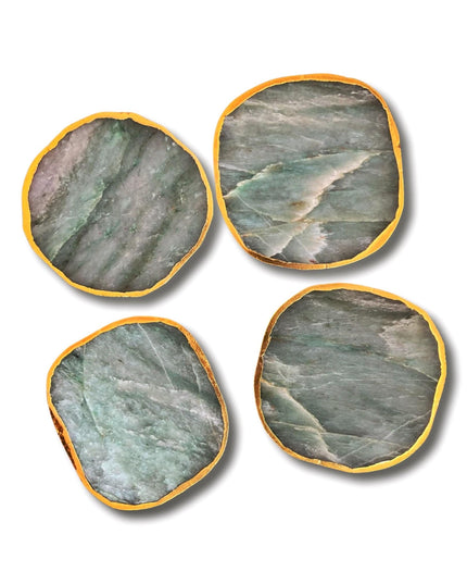Casa Duniya Agate Coasters Green Kesseki Coasters (set of 4)