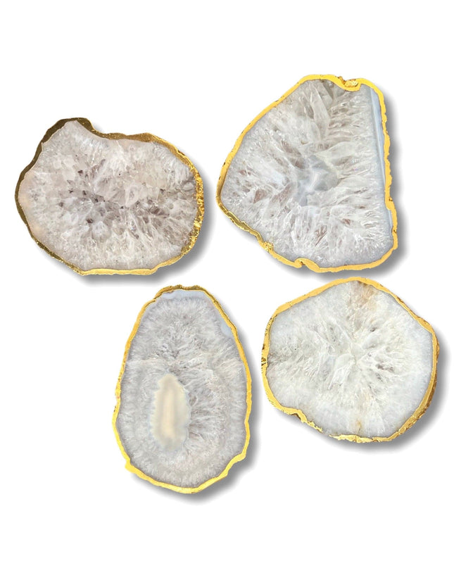 Casa Duniya Agate Coasters White Kesseki Coasters (set of 4)