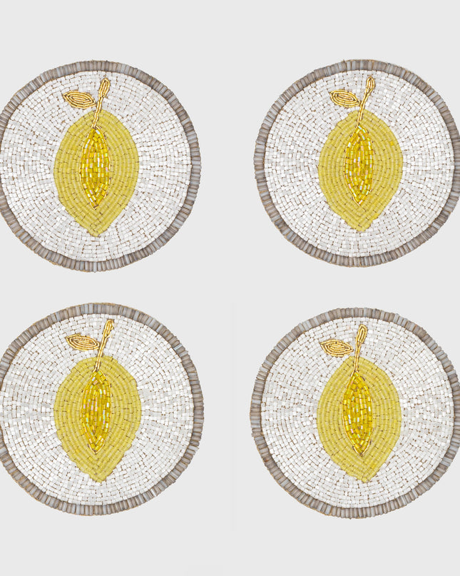Casa Duniya Beaded Coasters Lemon Coaster (set of 4)