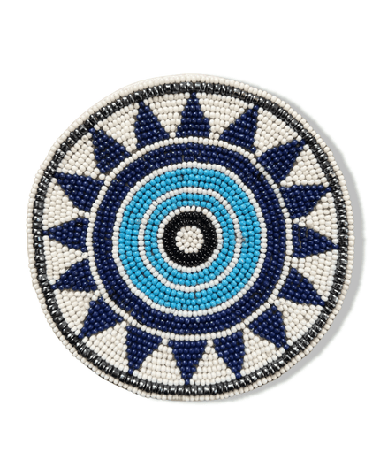 Casa Duniya Beaded Coasters Nazar Geometric Beaded Coaster (set of 4)