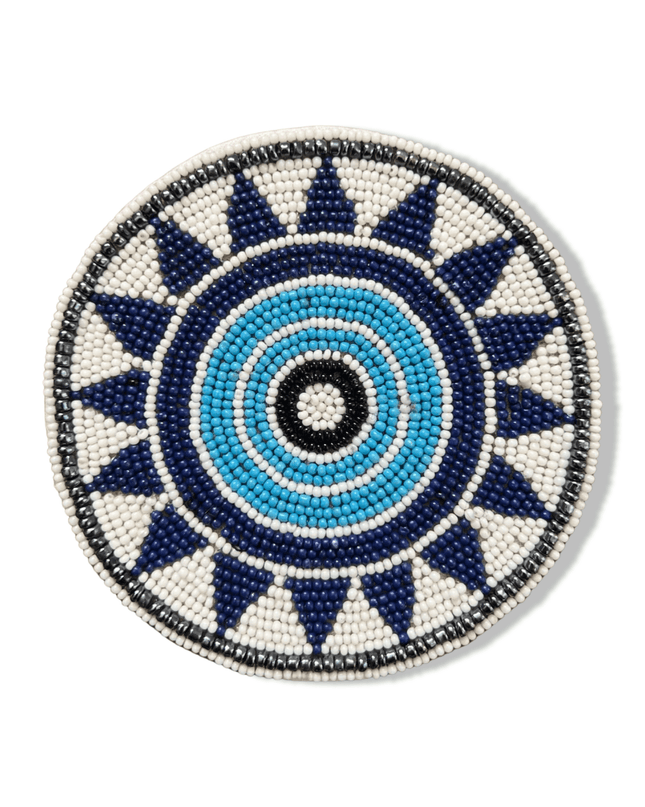 Casa Duniya Beaded Coasters Nazar Geometric Beaded Coaster (set of 4)