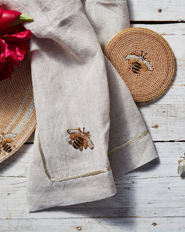 Casa Duniya Beaded Coasters Stripey Bee Coasters (set of 4)