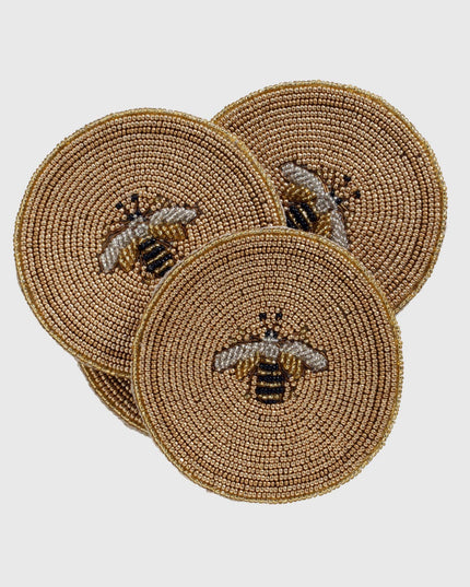 Casa Duniya Beaded Coasters Stripey Bee Coasters (set of 4)