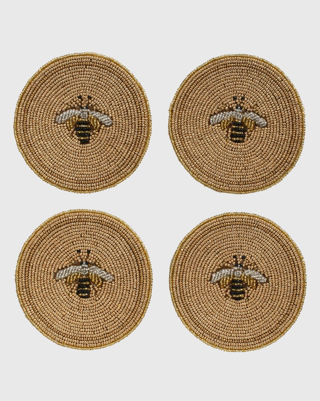Casa Duniya Beaded Coasters Stripey Bee Coasters (set of 4)