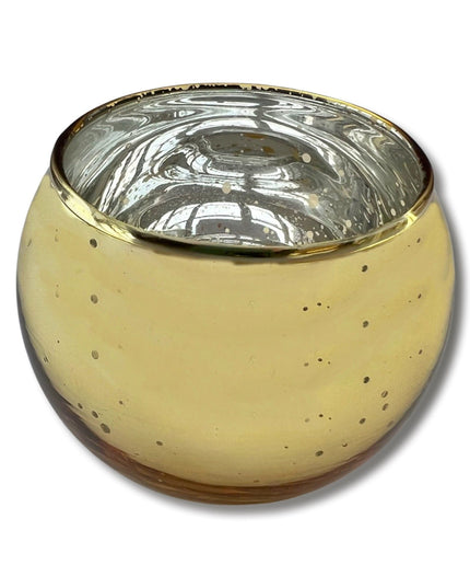 Casa Duniya Glass Candle Holder Gold Round Shama Candle Holder