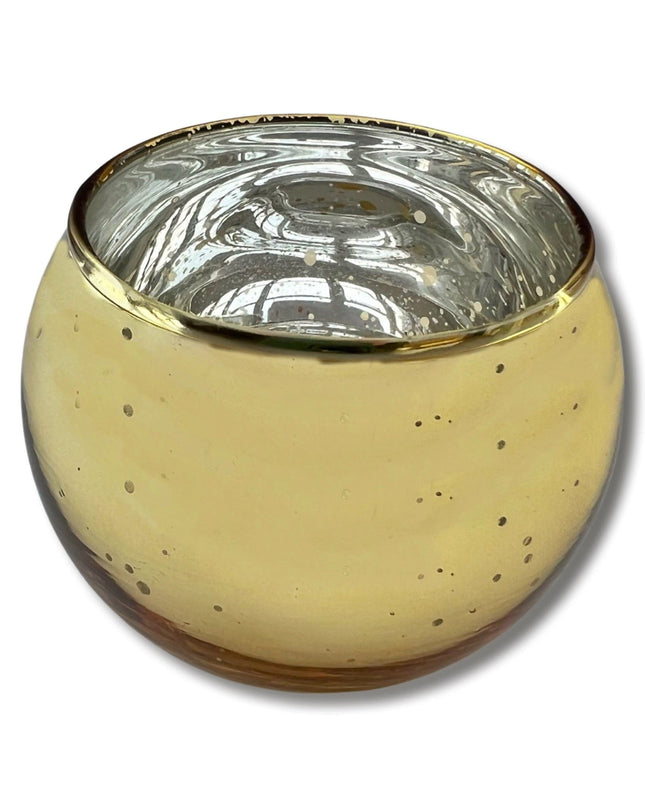 Casa Duniya Glass Candle Holder Gold Round Shama Candle Holder