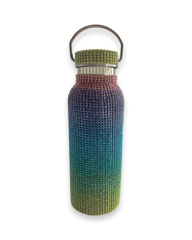 Casa Duniya Embellished Crystal Water Bottle Rainbow Rhinestone Water Bottle