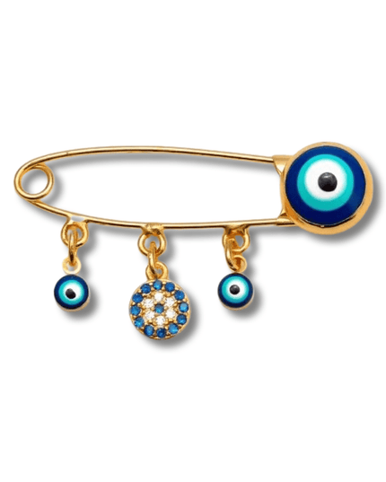 Casa Duniya Evil Eye Brooches Gold Evil Eye Crystals Evil Eye Baby Pin