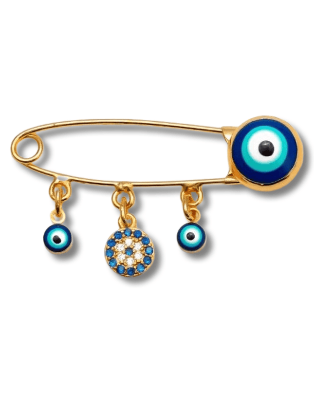 Casa Duniya Evil Eye Brooches Gold Evil Eye Crystals Evil Eye Baby Pin