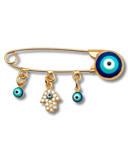Casa Duniya Evil Eye Brooches Gold Evil Eye / Hamsa Crystals Evil Eye Baby Pin