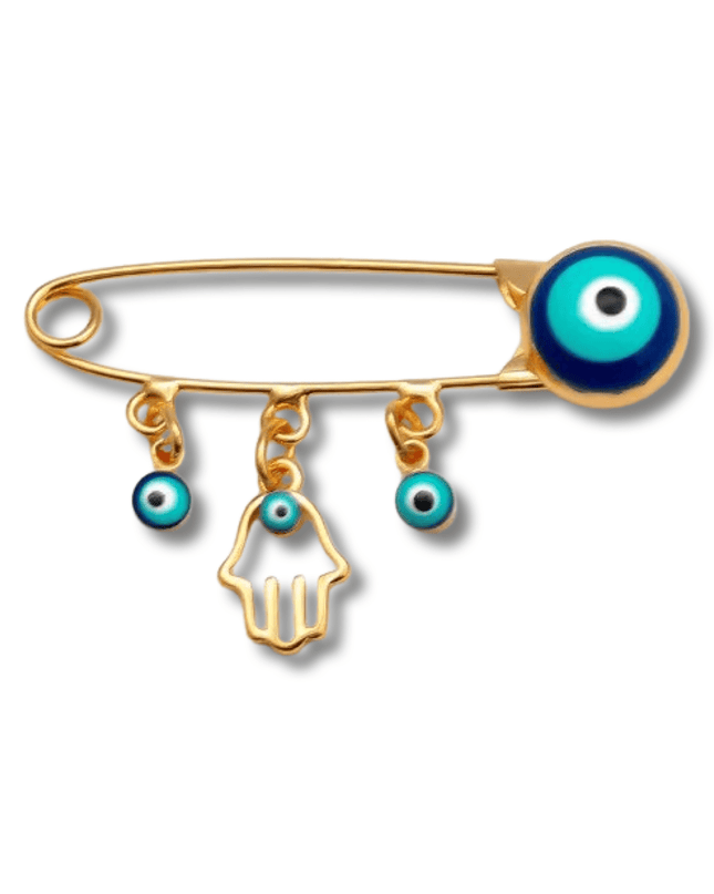 Casa Duniya Evil Eye Brooches Gold Evil Eye / Hamsa Evil Eye Baby Pin