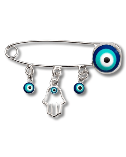 Casa Duniya Evil Eye Brooches Silver Evil Eye / Hamsa Evil Eye Baby Pin
