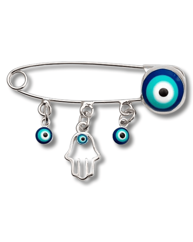 Casa Duniya Evil Eye Brooches Silver Evil Eye / Hamsa Evil Eye Baby Pin