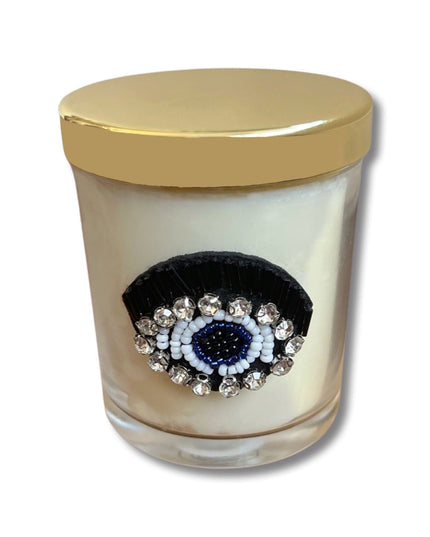 Casa Duniya Glass Candle Holder Black Nazar Vanilla Candles