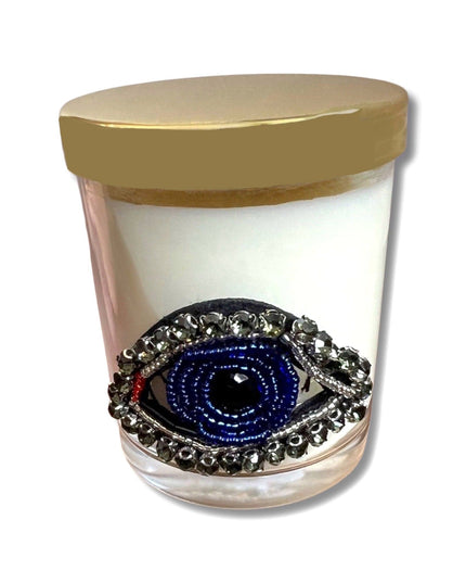 Casa Duniya Glass Candle Holder Gray Nazar Vanilla Candles