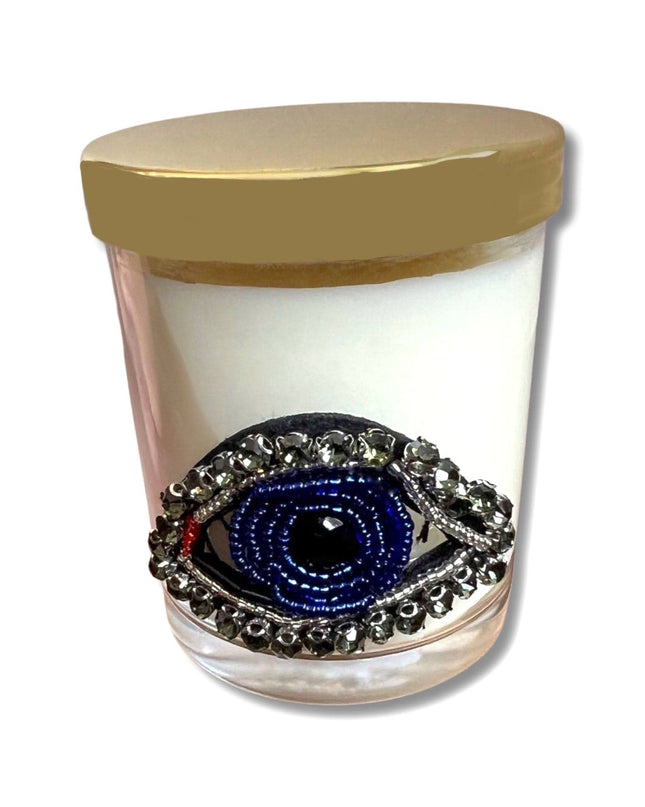 Casa Duniya Glass Candle Holder Gray Nazar Vanilla Candles