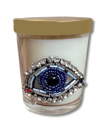 Casa Duniya Glass Candle Holder White Nazar Vanilla Candles