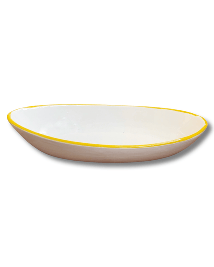 Casa Duniya Hand-Painted Ceramic Serving Platter Yellow Margarita Serving Plate