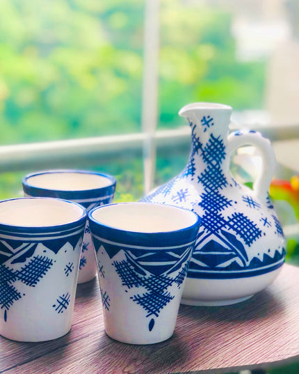 Casa Duniya Hand-Painted Ceramic Water Jug Tiri Water Jug