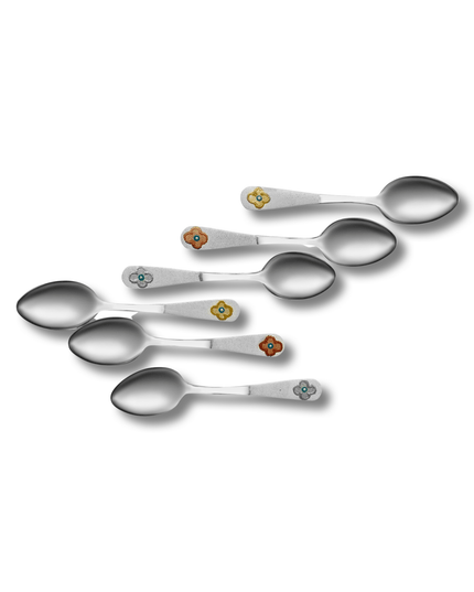 Casa Duniya Hand-Painted Decorative Teaspoons Metallic Flower Teaspoons (set of 6)
