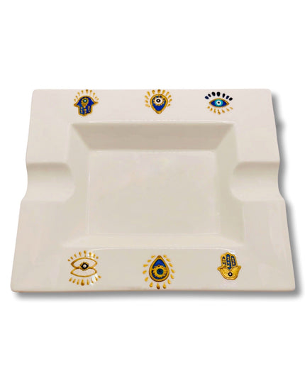 Casa Duniya Hand-Painted Evil Eye Ashtray Cigar Ashtray Nazar Ashtray