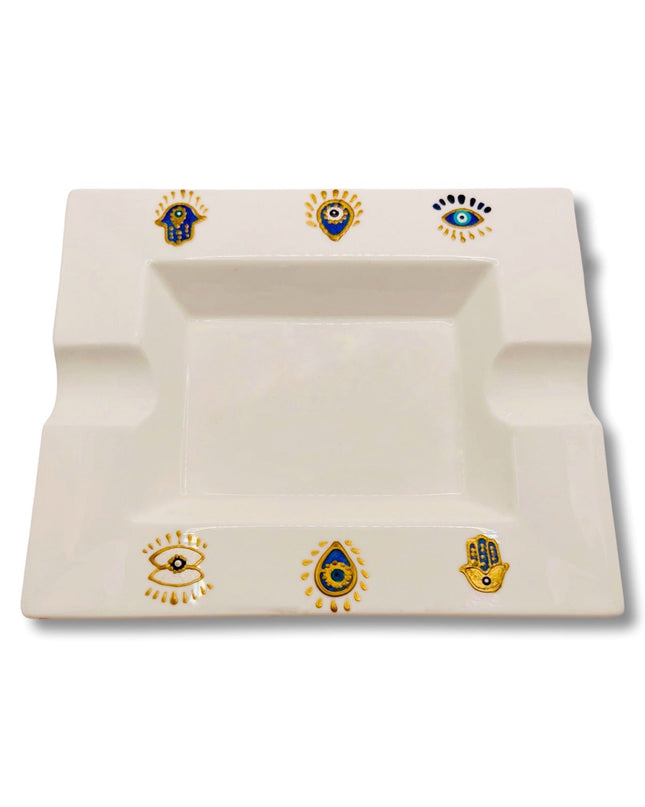 Casa Duniya Hand-Painted Evil Eye Ashtray Cigar Ashtray Nazar Ashtray
