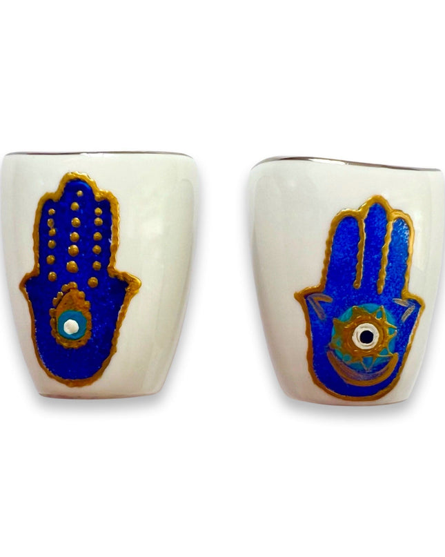 Casa Duniya Hand-Painted Evil Eye Salt & Pepper Shakers Large Fatima Salt and Pepper Shakers