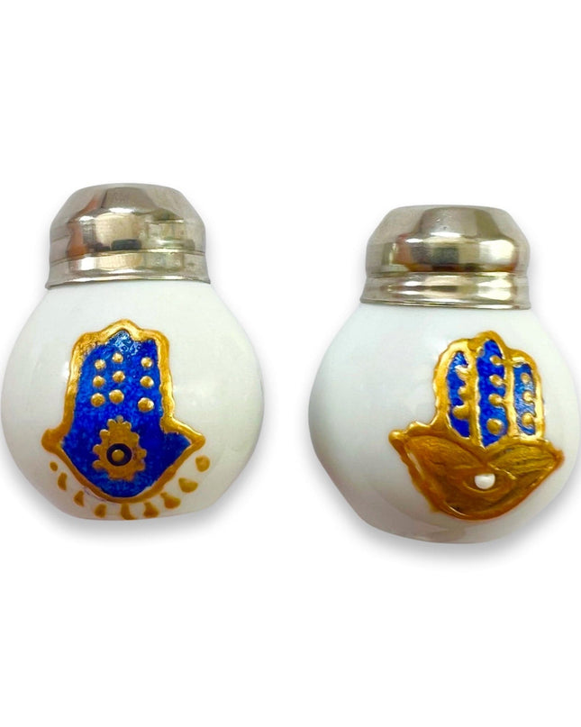 Casa Duniya Hand-Painted Evil Eye Salt & Pepper Shakers Small Fatima Salt and Pepper Shakers
