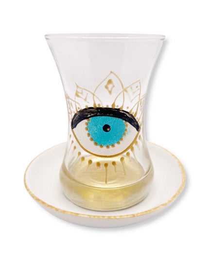 Casa Duniya Hand-Painted Evil Eye Teacup Set Ayna Nazar Teacups (set of 6)