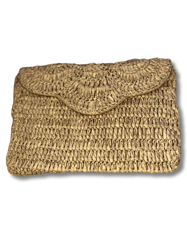 Casa Duniya Handwoven Raffia Summer Beach Clutch Beige Araya Raffia Clutch