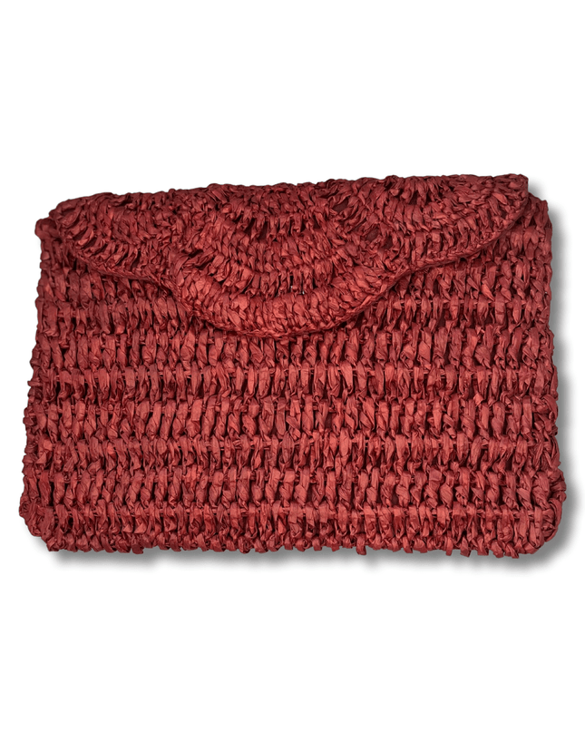 Casa Duniya Handwoven Raffia Summer Beach Clutch Burgundy Araya Raffia Clutch