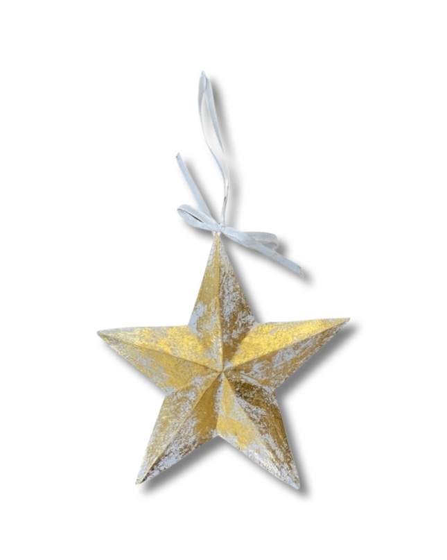 Casa Duniya Handcrafted Wooden Ornament Gold Najma Ornament