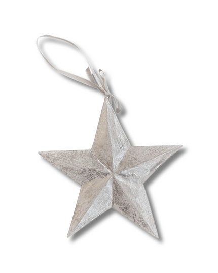 Casa Duniya Handcrafted Wooden Ornament Silver Najma Ornament