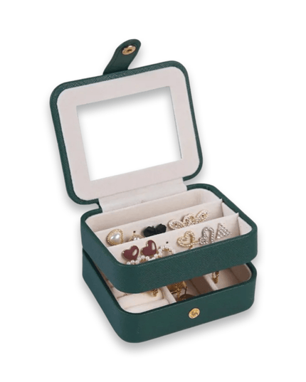 Casa Duniya Leather Jewelry Storage Green Double Layer Leather Jewelry Boxes