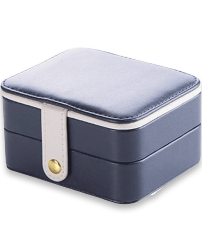 Casa Duniya Leather Jewelry Storage Navy Double Layer Leather Jewelry Boxes