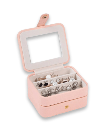 Casa Duniya Leather Jewelry Storage Pink Double Layer Leather Jewelry Boxes