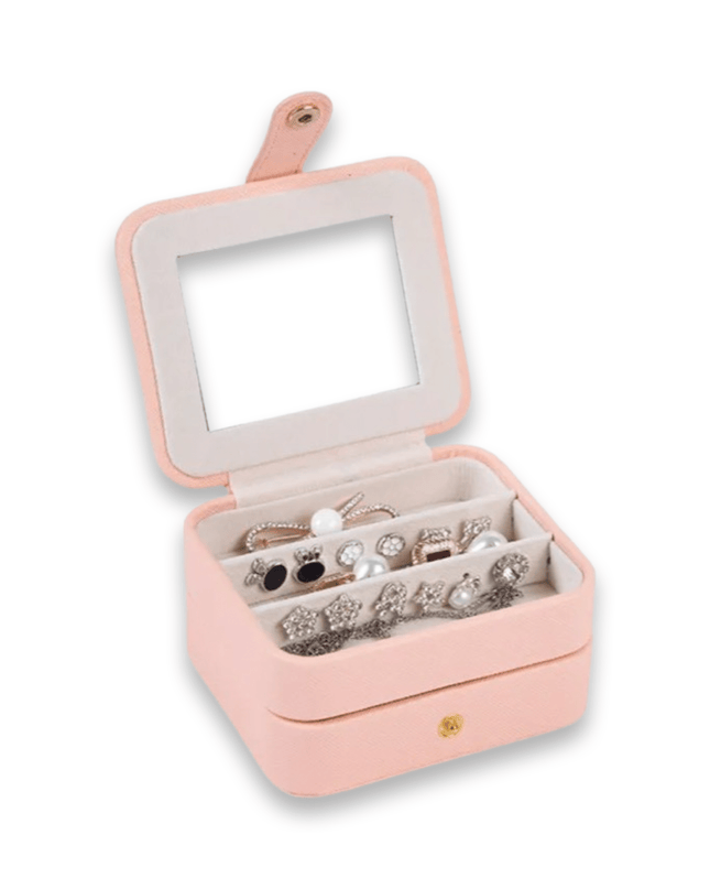 Casa Duniya Leather Jewelry Storage Pink Double Layer Leather Jewelry Boxes