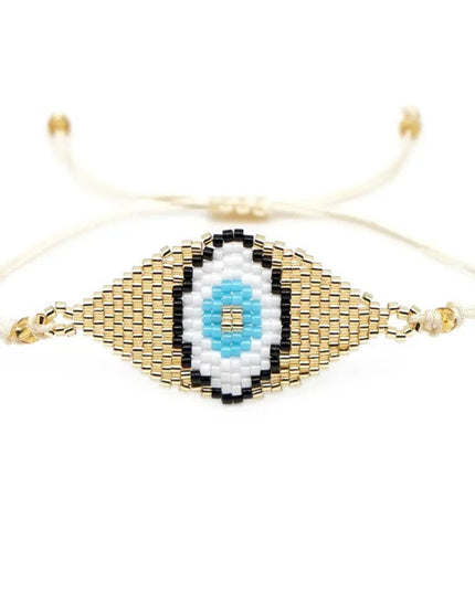 Casa Duniya Miyuki Beaded Evil Eye Fashion Bracelet Gold with Gold Evil Eye Beaded Bracelets