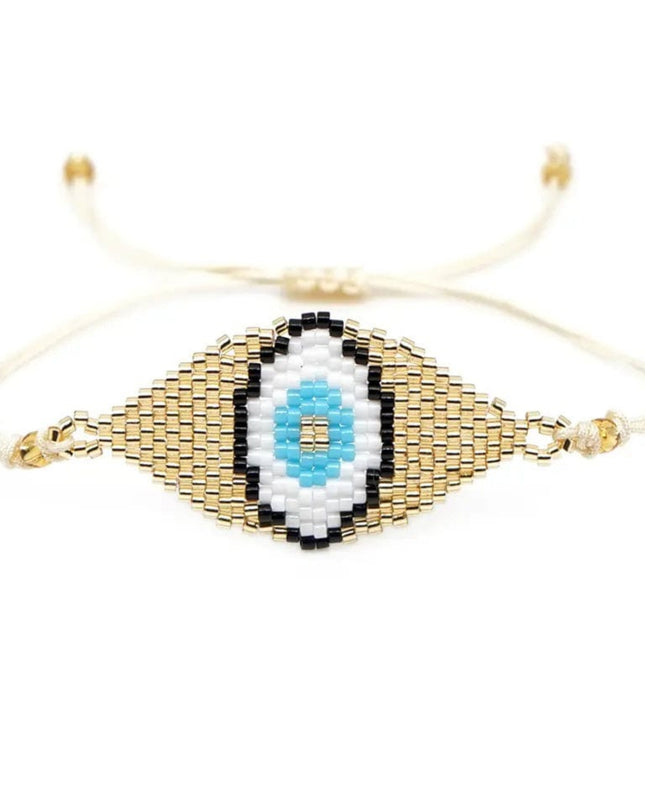 Casa Duniya Miyuki Beaded Evil Eye Fashion Bracelet Gold with Gold Evil Eye Beaded Bracelets