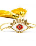 Gold with White Evil Eye