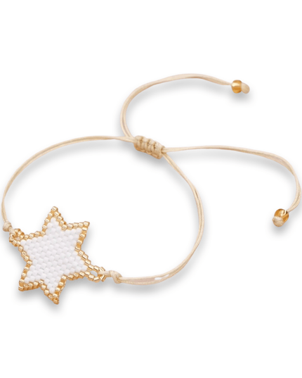 Casa Duniya Miyuki Beaded Evil Eye Fashion Bracelet Gold With White Star Beaded Bracelets