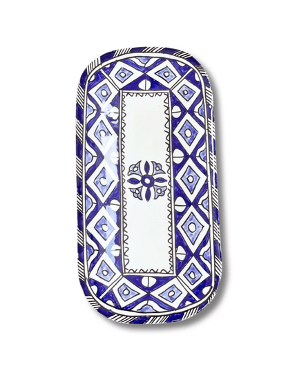 Casa Duniya Hand-Painted Ceramic Serving Plate Akleja Long Rectangular Plate