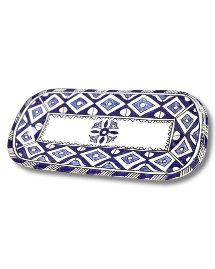 Casa Duniya Hand-Painted Ceramic Serving Plate Akleja Long Rectangular Plate