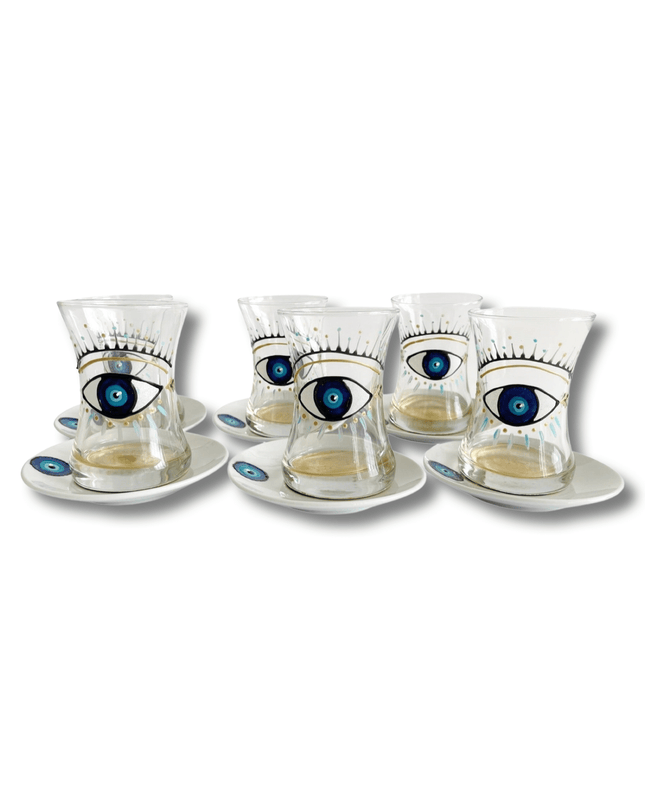 Casa Duniya Evil Eye Tea Set Big Eye Nazar Teacups (set of 6)